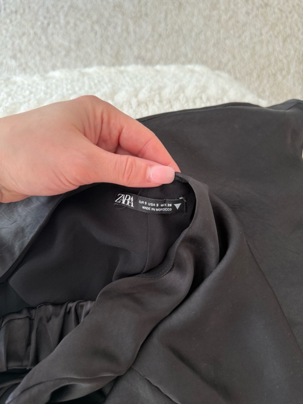 Zara Black Satin Slip Dress with Gathered Back - Picture 5 of 5